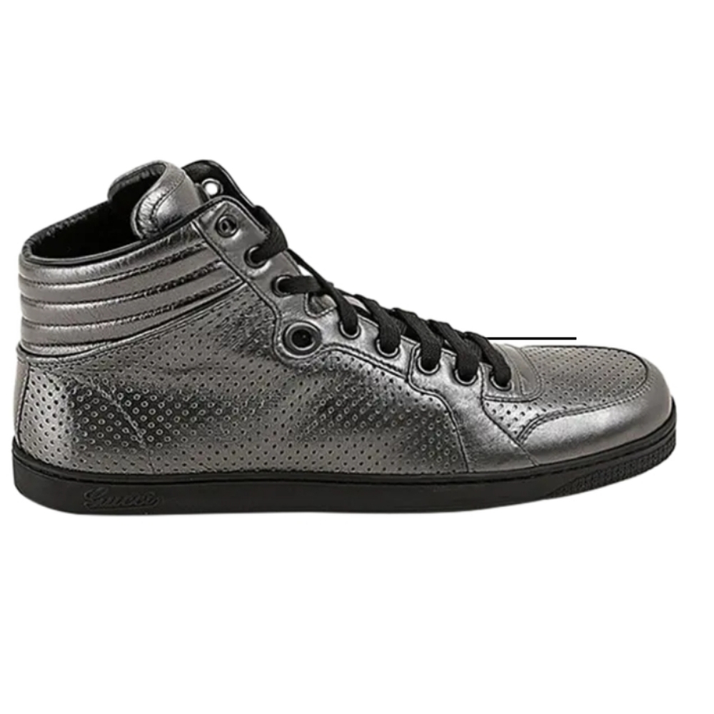 GUCCI high top Napa sneakers in metallic gray